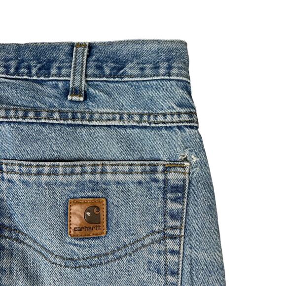 Carhartt Relaxed Fit Tapered Leg Jeans FLAW Distressed Medium Wash Mens 34x30 - Picture 6 of 7